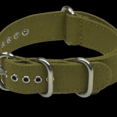 Army Green 20mm Retro Pattern Canvas One Piece Strap – Authentiek Militair Design