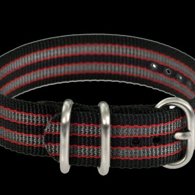 18mm black, Red and Grey Zulu Militair Horloge Strap – Authentiek Militair Design