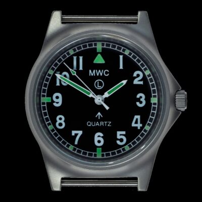 MWC G10LM Stainless Steel Militair Horloge – Black NATO Strap (Contract Model with Broad Arrow / Pheon) – Non-Date Window Version – Authentiek Militair Design