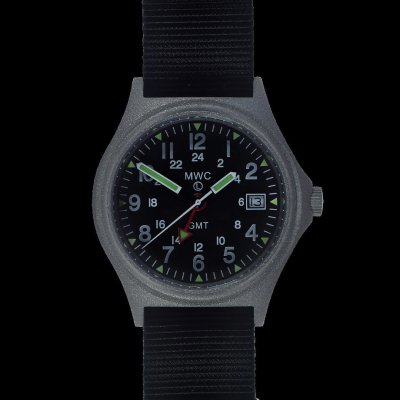 Military Watch Company GMT (Dubbele Tijd Zone) Militair Horloge met Militaire Anti-reflectieve PVD Coating in Gunmetal