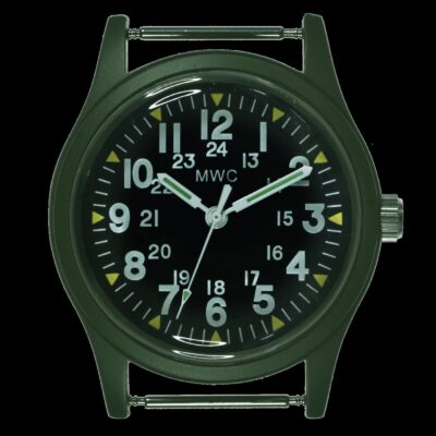 MWC Classic 1960s/70s Pattern Olive Vietnam Horloge on Matching Khaki Webbing Strap – Authentiek Militair Design