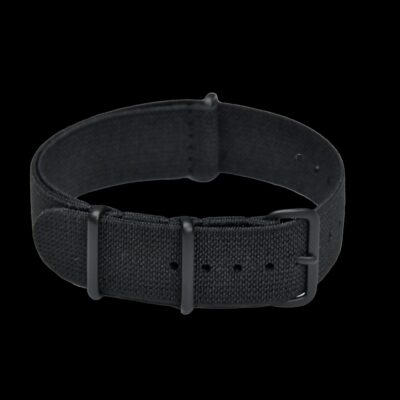 20mm Elasticated Black NATO Militair Horloge Strap with PVD Buckles – Authentiek Militair Design