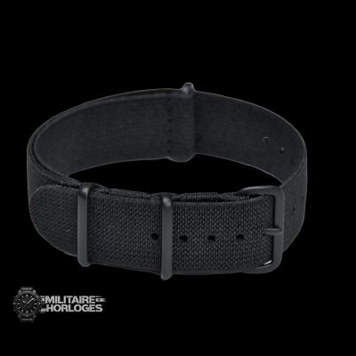 20mm Elasticated Black NATO Militair Horloge Strap with PVD Buckles
