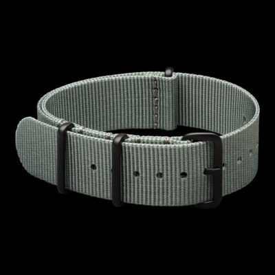 20mm Grey NATO Horloge Strap with PVD Black roestvrij staal Covert