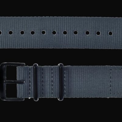 2 Piece 20mm Grey NATO Militair Horloge Strap in Ballistic Nylon with Black PVD Steel Fasteners – Authentiek Militair Design