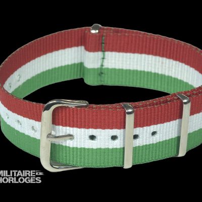 Italy 22mm “Red, White and Green” NATO Militair Horloge Strap