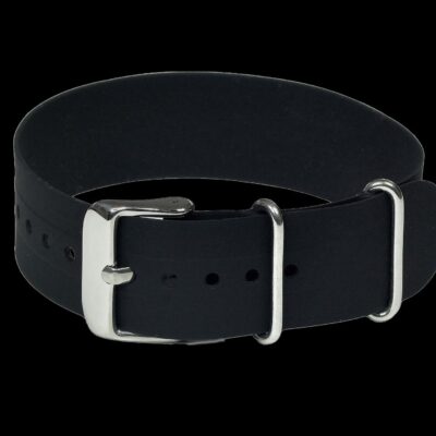 22mm Black Silicone/Rubber NATO Militair Horloge Strap