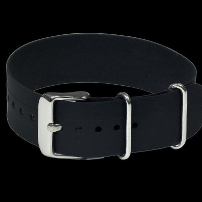 22mm Black Silicone/Rubber NATO Militair Horloge Strap – Aut