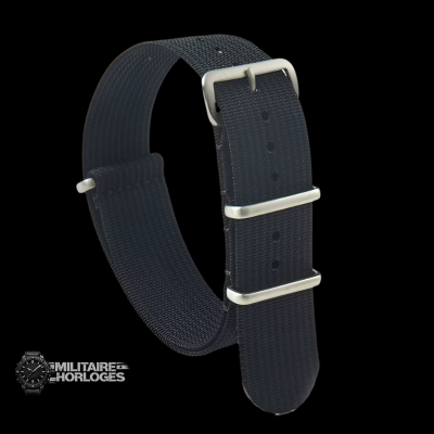 18mm Ribbed Black NATO Militair Horloge Strap