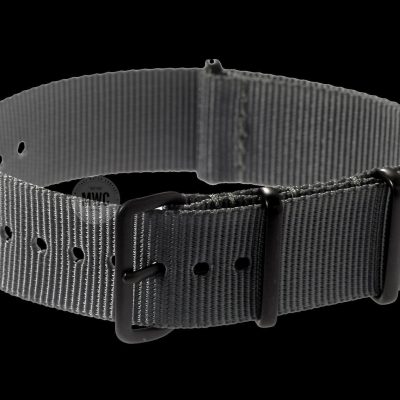 20mm Grey NATO Horloge Strap with PVD Black Covert Buckles –