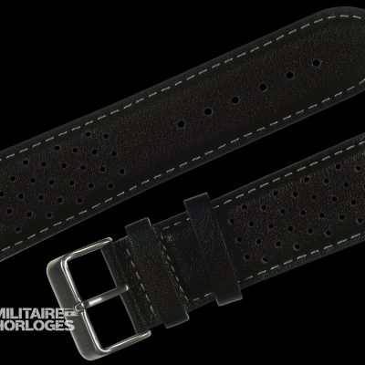 Klassiek 1970s / 1980s Retro Rally Pattern 24mm Black Leather Horloge