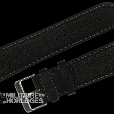 Klassiek 1970s / 1980s Retro Rally Pattern 18mm Black Leather Horloge
