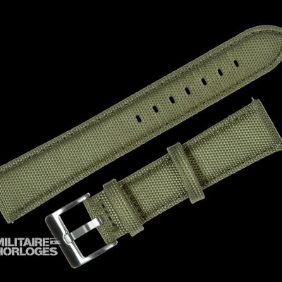 24mm Olive Green Sailcloth CORDURA® Horlogestrap – Authentie