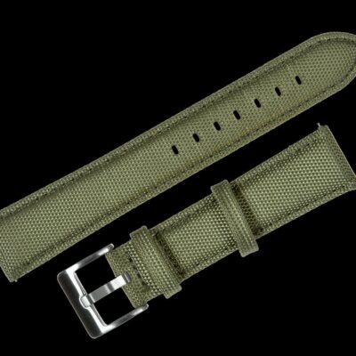 18mm Olive Green Sailcloth CORDURA® Horlogestrap – Authentiek Militair Design