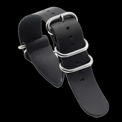 20mm Black High Grade Saddle Leather Zulu Militair Horloge S