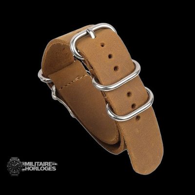 24mm Tan High Grade Saddle Leather Zulu Militair Horloge Str