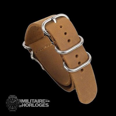 24mm Tan High Grade Saddle Leather Zulu Militair Horloge Str